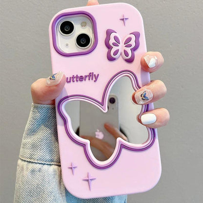 Cute Phone Cases For iPhone 11, 12, 13, 14, or 15 Pro Max - Purple Butterfly Makeup Mirror - Soft Cover - TSP254 - Touchy Style