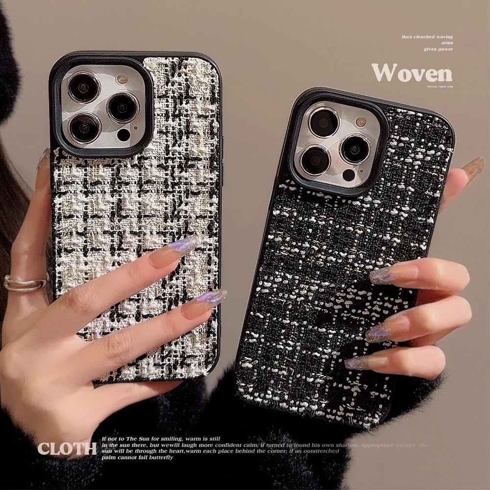 Cute Phone Cases for iPhone 11-15 Pro Max - Soft Tweed Plaid - TSP322 - Touchy Style