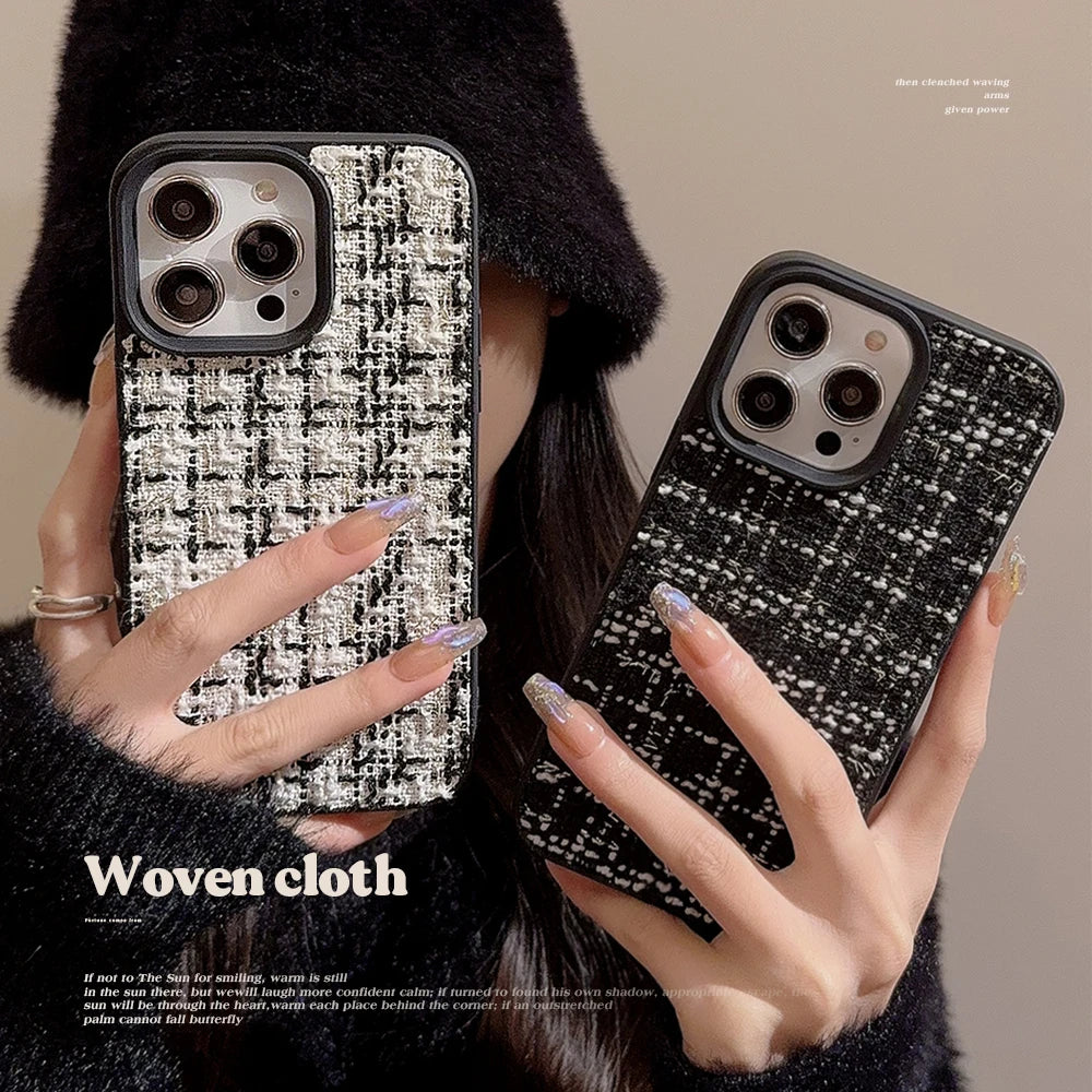 Cute Phone Cases for iPhone 11-15 Pro Max - Soft Tweed Plaid - TSP322 - Touchy Style