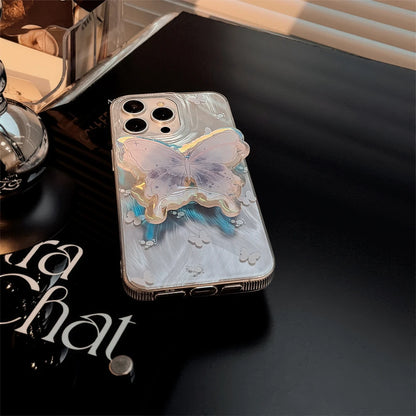 Cute Phone Cases for iPhone 11 through 15 - Butterfly Holder Stand - Shockproof Back Cover - TSP350 - Touchy Style