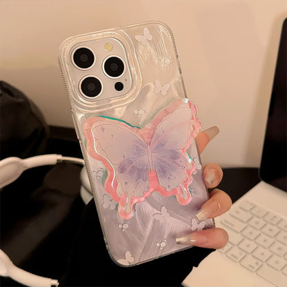 Cute Phone Cases for iPhone 11 through 15 - Butterfly Holder Stand - Shockproof Back Cover - TSP350 - Touchy Style