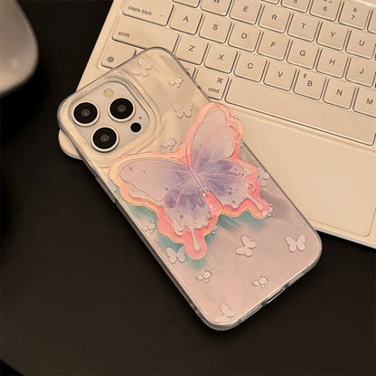 Cute Phone Cases for iPhone 11 through 15 - Butterfly Holder Stand - Shockproof Back Cover - TSP350 - Touchy Style