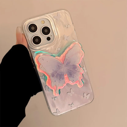 Cute Phone Cases for iPhone 11 through 15 - Butterfly Holder Stand - Shockproof Back Cover - TSP350 - Touchy Style