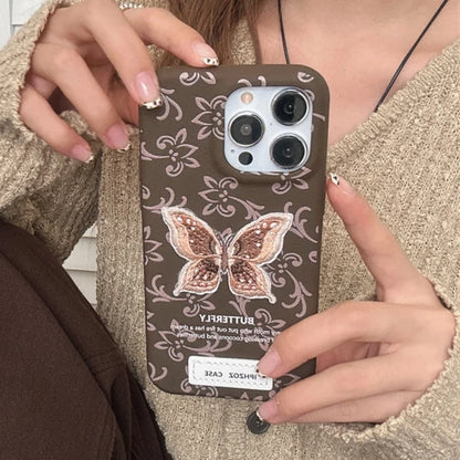 Cute Phone Cases For iPhone 12, 13, 14, 15, or 16 Pro Max - Stylish Embroidery Butterfly Pattern - TSP331 - Touchy Style