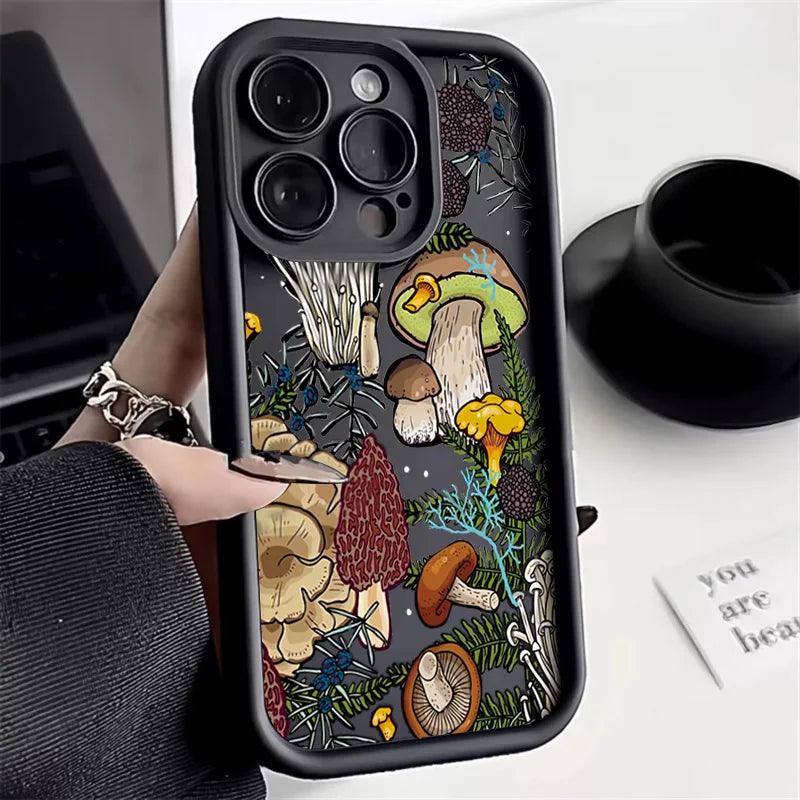 Cute Phone Cases For iPhone 13, 12, 11, XS, X, XR, 7, 8, Plus - Colorful Mushroom - Silicone Cover - TSP229 - Touchy Style