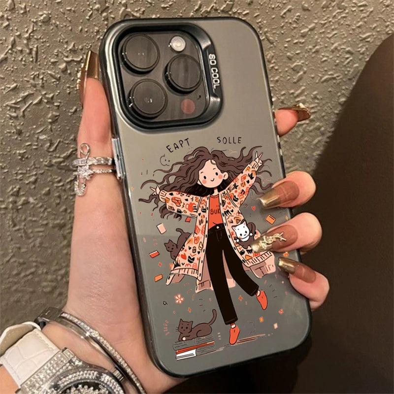 Cute Phone Cases For iPhone 13, 14, 11, 12, 15 Pro Max, SE, 7, 8 Plus, X, X, XR, and XS Max - Art Graffiti Girl Pattern - TSP243 - Touchy Style