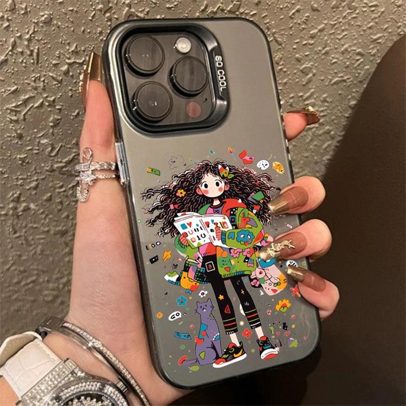 Cute Phone Cases For iPhone 13, 14, 11, 12, 15 Pro Max, SE, 7, 8 Plus, X, X, XR, and XS Max - Art Graffiti Girl Pattern - TSP243 - Touchy Style