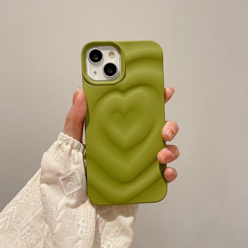 Cute Phone Cases For iPhone 13 14 11 12 Pro Max - 3D Pleated Water Ripple Heart - Touchy Style