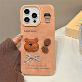 Cute Phone Cases For iPhone 13, 14, 15, and 16 Pro Max - Cartoon 3D Bear, Coffee, and Bow Design - TSP444 - Touchy Style