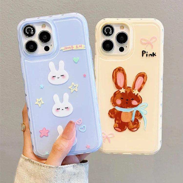 Cute Phone Cases for iPhone 13, 14, and 15 Pro Max - Candy Color Rabbit Cat Cartoon Soft Cover - TSP216 - Touchy Style