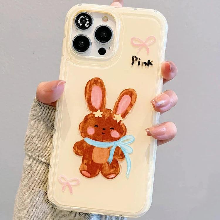 Cute Phone Cases for iPhone 13, 14, and 15 Pro Max - Candy Color Rabbit Cat Cartoon Soft Cover - TSP216 - Touchy Style