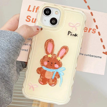 Cute Phone Cases for iPhone 13, 14, and 15 Pro Max - Candy Color Rabbit Cat Cartoon Soft Cover - TSP216 - Touchy Style