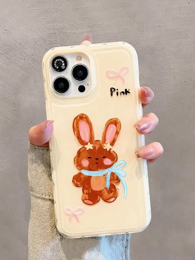 Cute Phone Cases for iPhone 13, 14, and 15 Pro Max - Candy Color Rabbit Cat Cartoon Soft Cover - TSP216 - Touchy Style