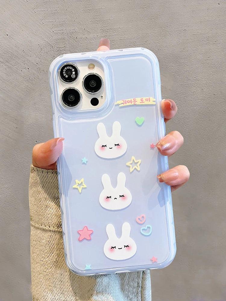 Cute Phone Cases for iPhone 13, 14, and 15 Pro Max - Candy Color Rabbit Cat Cartoon Soft Cover - TSP216 - Touchy Style