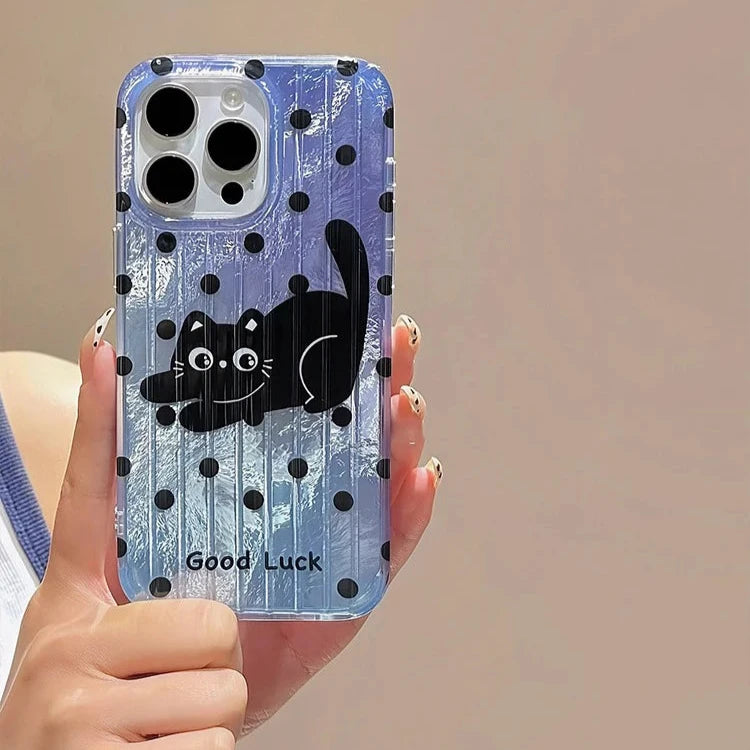 Cute Phone Cases for iPhone 13, 14, and 15 Pro Max models - Cartoon Black Cat - Silicone Cover - TSP206 - Touchy Style