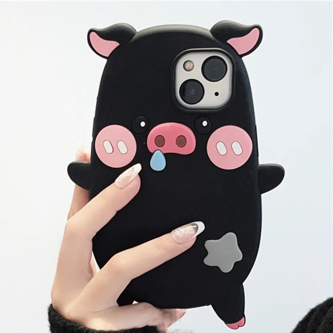 Cute Phone Cases For iPhone 14, 12, 11, 13, 15 Pro Max - Cartoon Funny Snot Pig - Soft Cover - TSP252 - Touchy Style