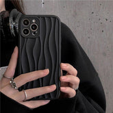 Cute Phone Cases For iPhone 14 13 11 12 Pro Max 14 Plus - Black WaterRipple Wavey Lines - Touchy Style .