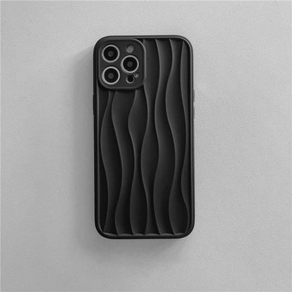 Cute Phone Cases For iPhone 14 13 11 12 Pro Max 14 Plus - Black WaterRipple Wavey Lines - Touchy Style