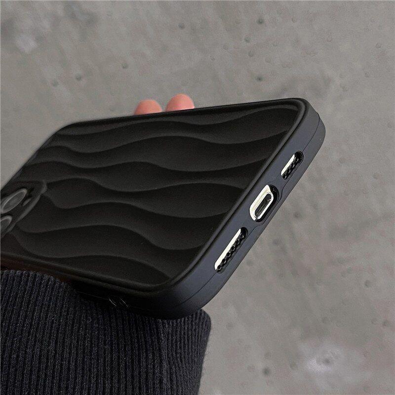 Cute Phone Cases For iPhone 14 13 11 12 Pro Max 14 Plus - Black WaterRipple Wavey Lines - Touchy Style