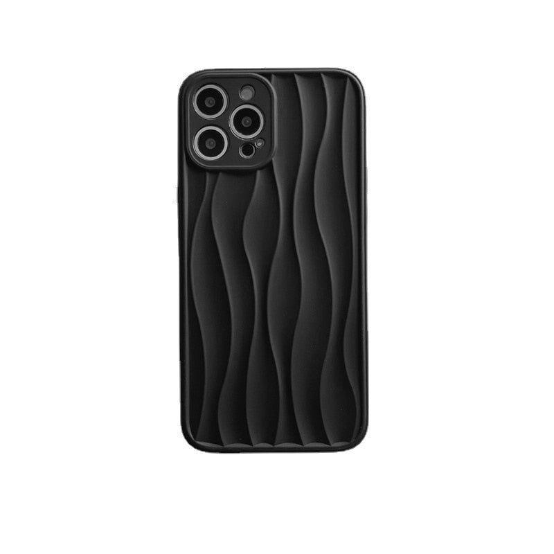 Cute Phone Cases For iPhone 14 13 11 12 Pro Max 14 Plus - Black WaterRipple Wavey Lines - Touchy Style