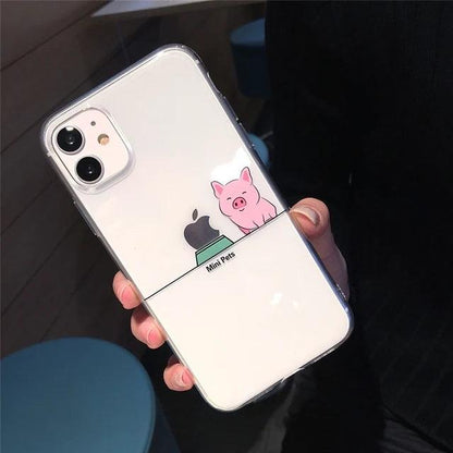 Cute Phone Cases For iPhone 14, 13, 11 Pro Max, X, XS, XR, 12 Mini Pro Max, 7, 8 Plus Clear Transparent Cartoon (B) - Touchy Style