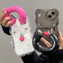 Cute Phone Cases for iPhone 14, 13, 12, 11 Pro Max, or XR - 3D Bear, Down Jacket Wristband - Transparent Cover - TSP447 - Touchy Style