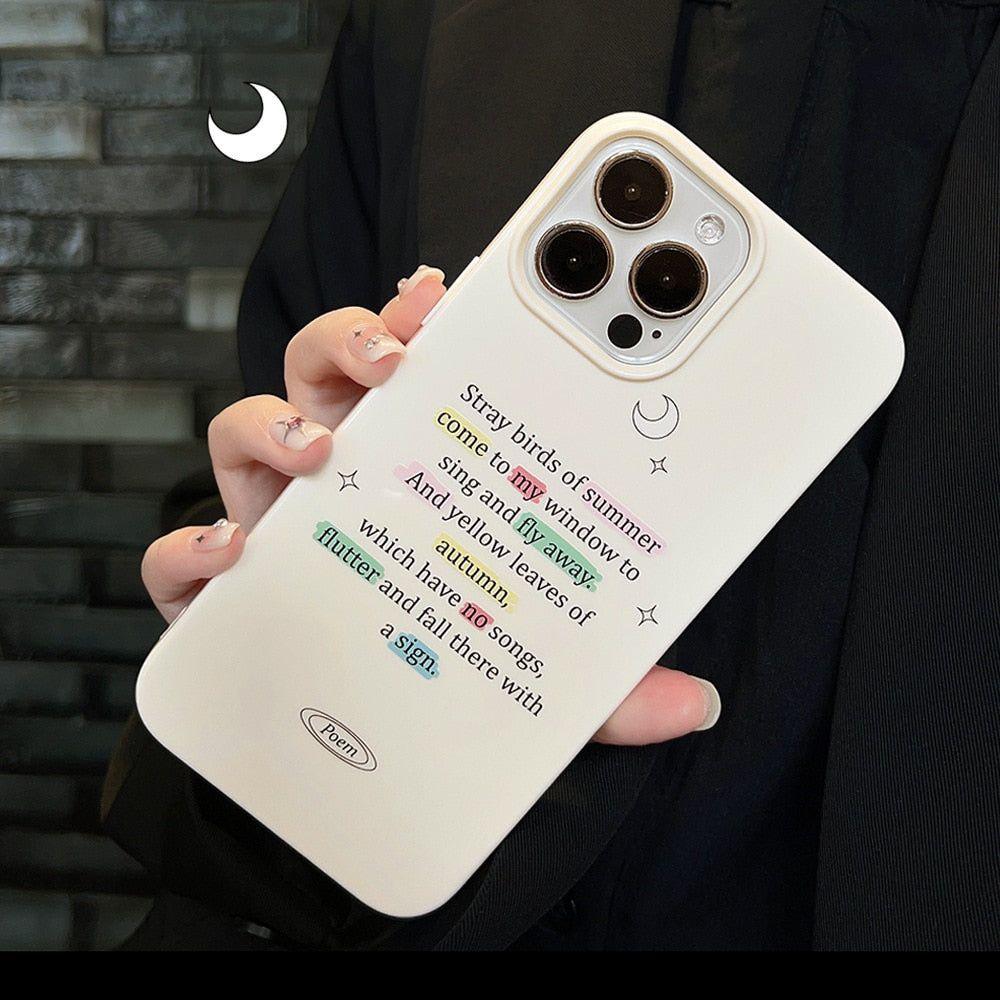 Cute Phone Cases for iPhone 14 13 12 11 Pro Max Xr Xs Max 7 8 14 Plus - Retro Starry Sky Romantic Poems Art - Touchy Style