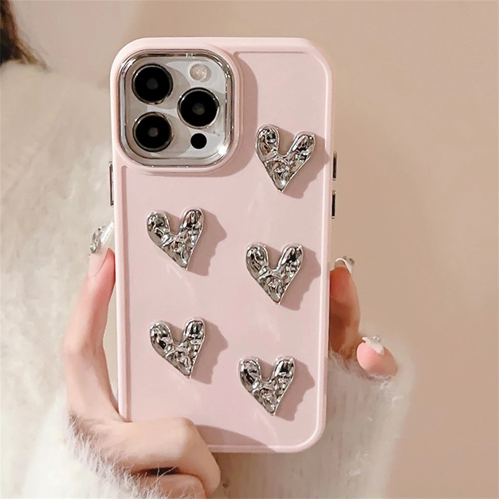 Cute Phone Cases for iPhone 14 Pro Max, 13, 12, 11, X, XS, XR, 7, and 8 Plus - 3D Heart Candy Color Cover - TSP360 - Touchy Style