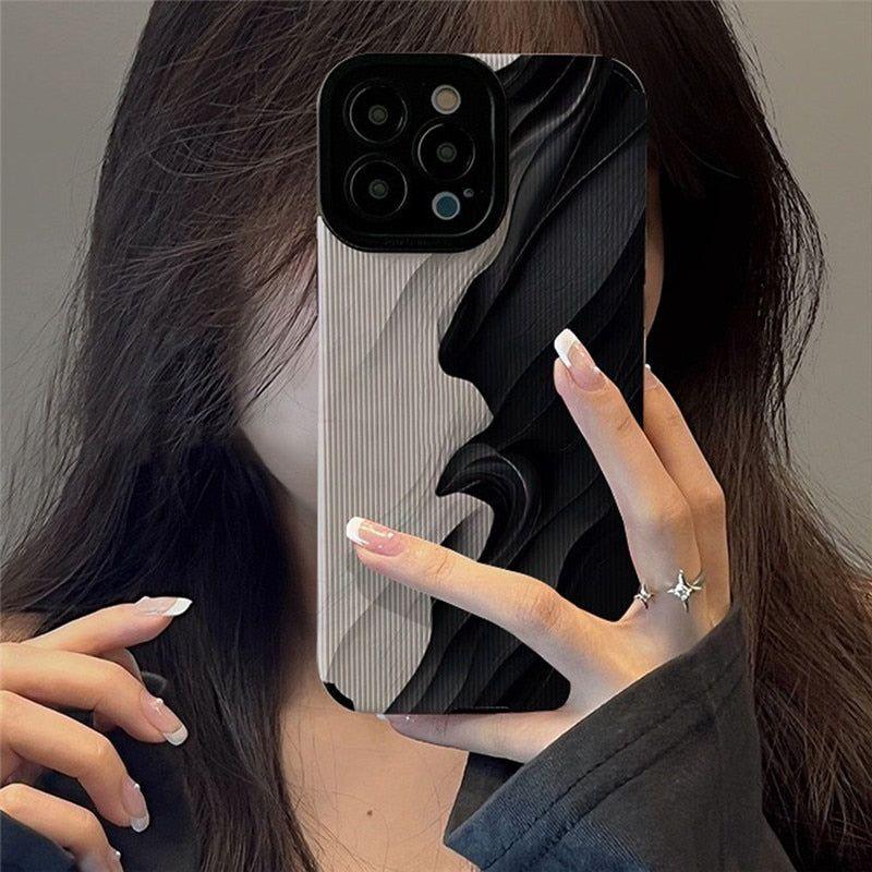 Cute Phone Cases for iPhone 14 Pro Max, 13, 12, 11, XS, XR, 7, 8, 14 Plus - Retro Black White - Touchy Style