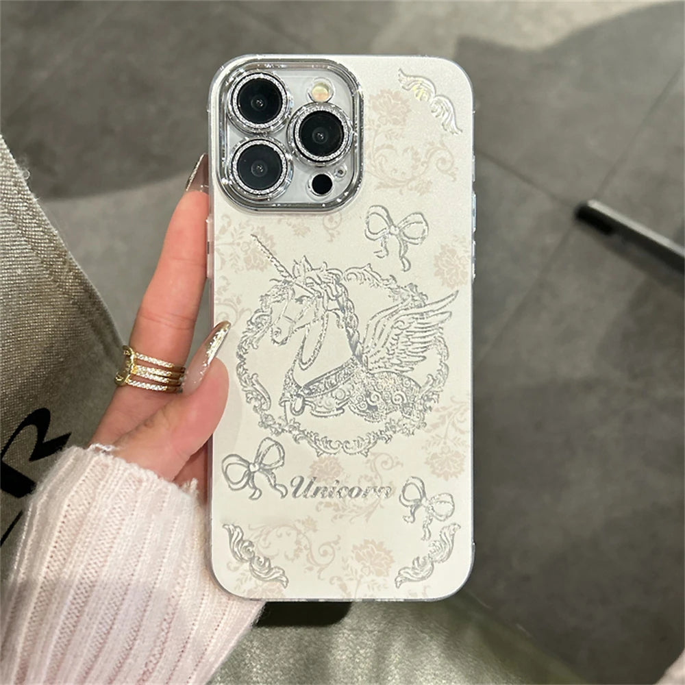 Cute Phone Cases for iPhone 15, 13, 14, 12 Pro Max, 11 - Dream Horse with Bowknot Bumper Cover - TSP358 - Touchy Style