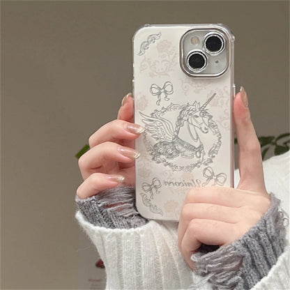 Cute Phone Cases for iPhone 15, 13, 14, 12 Pro Max, 11 - Dream Horse with Bowknot Bumper Cover - TSP358 - Touchy Style