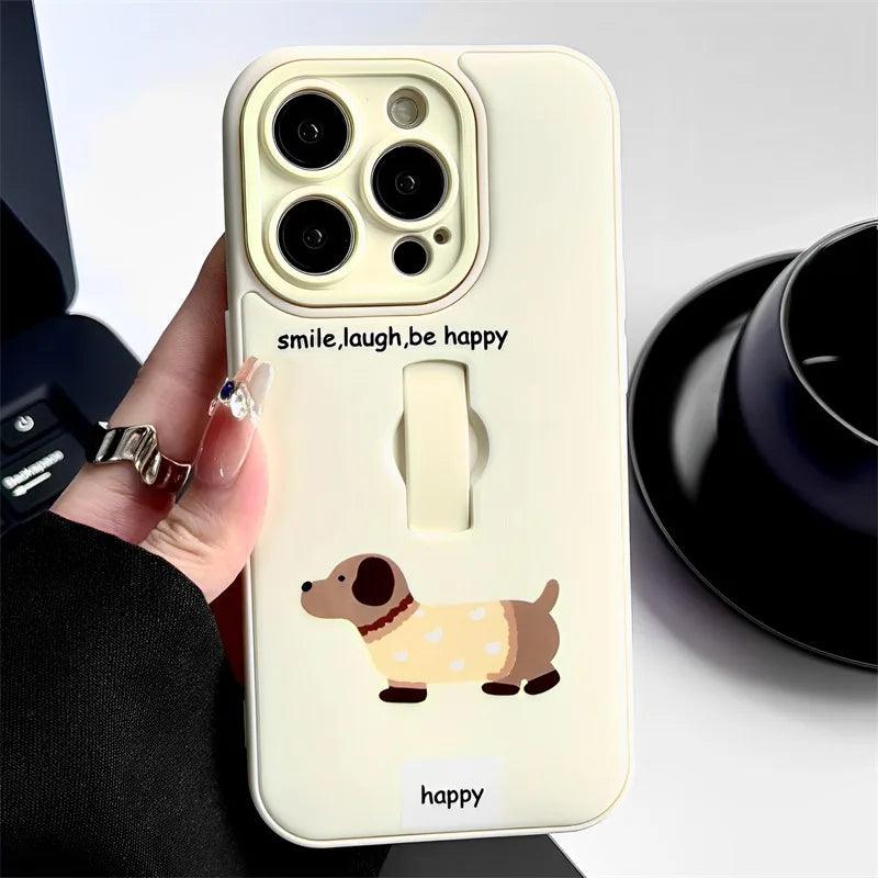 Cute Phone Cases for iPhone 15, 14, 13, 11, or 12 Pro Max - Cartoon Puppy Dog &amp; Cat with Hidden Ring Holder - TSP221 - Touchy Style