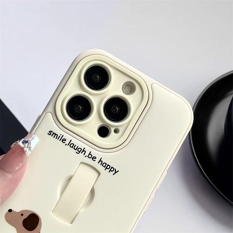 Cute Phone Cases for iPhone 15, 14, 13, 11, or 12 Pro Max - Cartoon Puppy Dog &amp; Cat with Hidden Ring Holder - TSP221 - Touchy Style