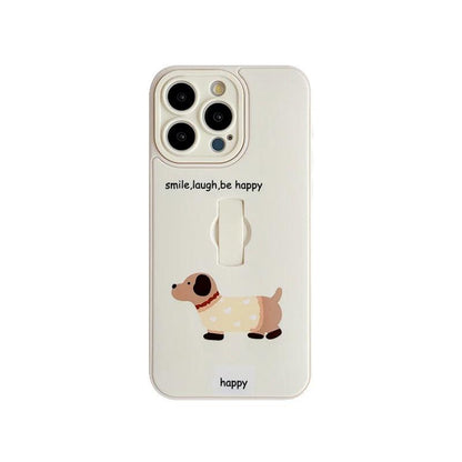 Cute Phone Cases for iPhone 15, 14, 13, 11, or 12 Pro Max - Cartoon Puppy Dog &amp; Cat with Hidden Ring Holder - TSP221 - Touchy Style