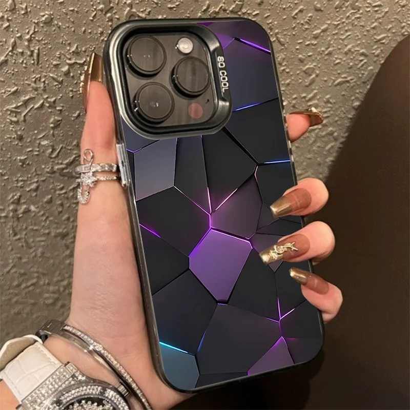 Cute Phone Cases for iPhone 15, 14, 13, 12, 11 Pro, 15 Pro, 14 Pro, 13 Pro Max, X, XS, X Max, XR, SE (2020, 2022), 7, 8 Plus - Black Purple Lines - TSP401 - Touchy Style