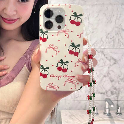 Cute Phone Cases for iPhone 15, 14, 13, 12, 11 Pro Max, and 14 and 15 Plus - Cherry Bowknot Bracelet Cover - TSP345 - Touchy Style