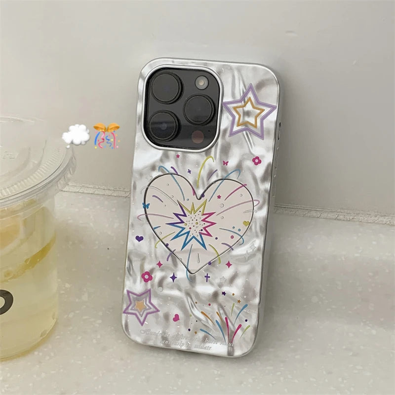 Cute Phone Cases for iPhone 15, 14, 13, 12, 11, Pro Max, X, XR, and XS Max - Heart Fireworks Back Cover - TSP451 - Touchy Style