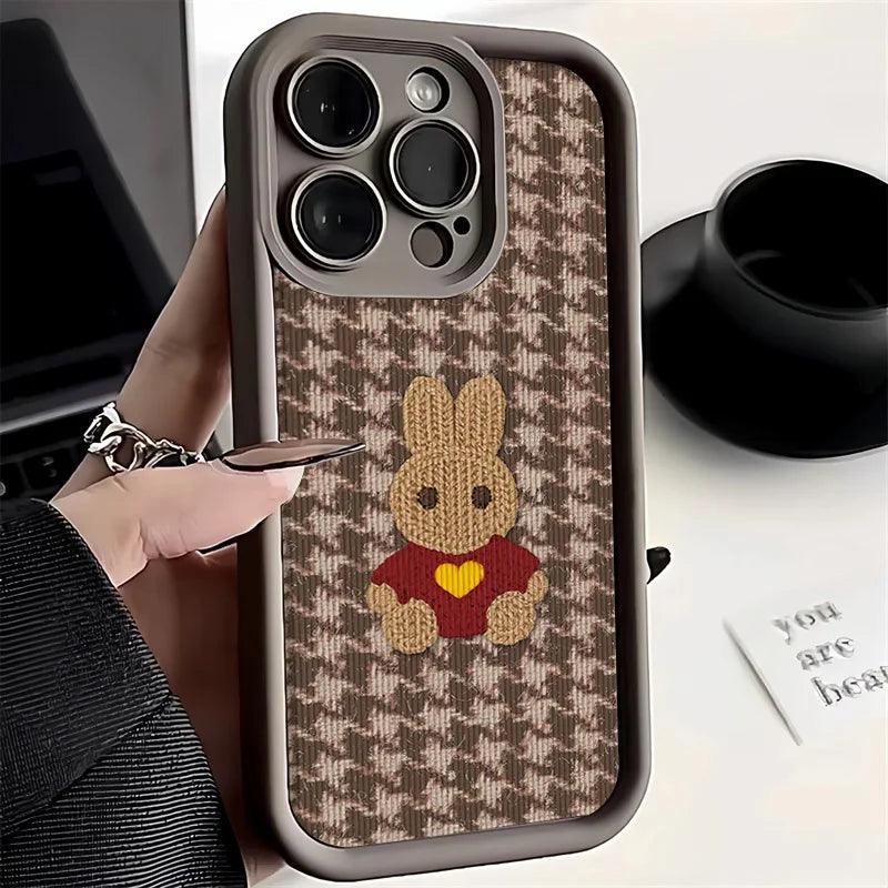 Cute Phone Cases For iPhone 15, 14, 13, 12, 11, Pro Max, XS, X, XR, 7, 8, Plus, and SE (2022) - Sweater Rabbit - TSP226 - Touchy Style