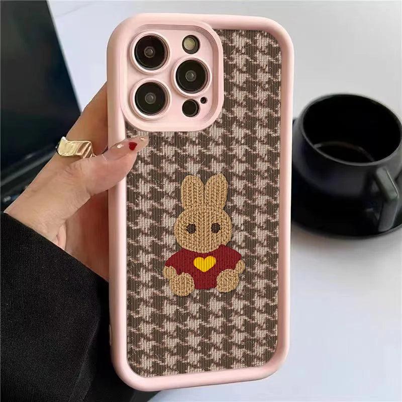 Cute Phone Cases For iPhone 15, 14, 13, 12, 11, Pro Max, XS, X, XR, 7, 8, Plus, and SE (2022) - Sweater Rabbit - TSP226 - Touchy Style