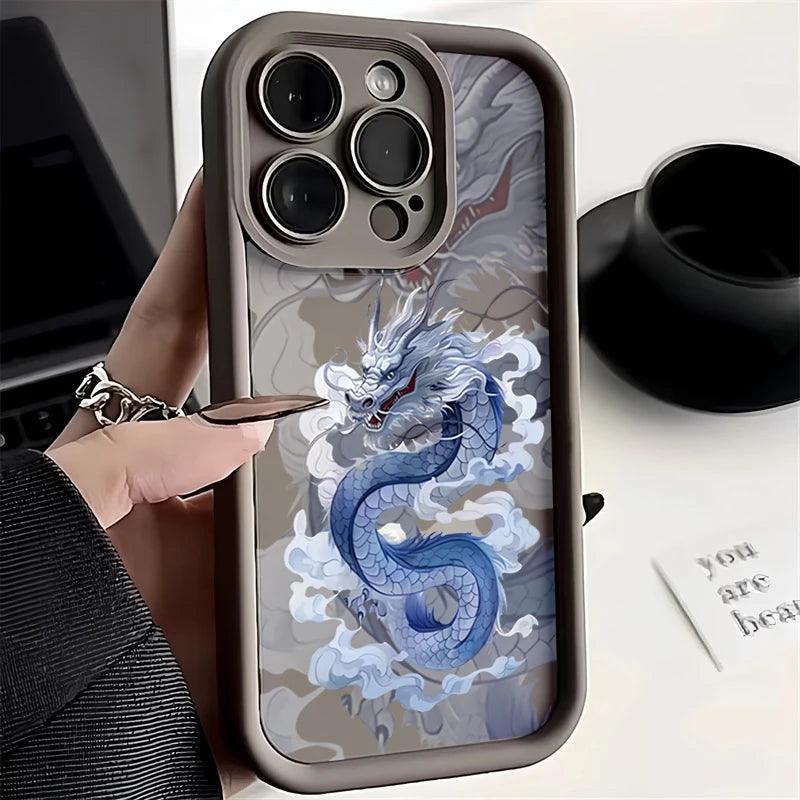 Cute Phone Cases For iPhone 15, 14, 13, 12, 11 Pro Max, XS, X, XR, 7, 8 Plus - Illusory Chinese Dragon - TSP239 - Touchy Style