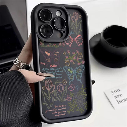 Cute Phone Cases For iPhone 15, 14, 13, 12, 11, Pro Max, XS, X, XR, 7, and 8 Plus - Colorful Butterfly Flower Pattern - TSP238 - Touchy Style