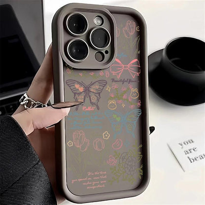 Cute Phone Cases For iPhone 15, 14, 13, 12, 11, Pro Max, XS, X, XR, 7, and 8 Plus - Colorful Butterfly Flower Pattern - TSP238 - Touchy Style