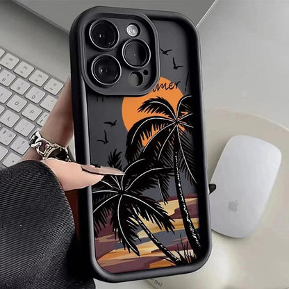 Cute Phone Cases For iPhone 15, 14, 13, 12, 11 Pro Max, XS, XR, X, 7, 8 Plus, and SE 2020 - Sunset and Coconut Trees - TSP246 - Touchy Style