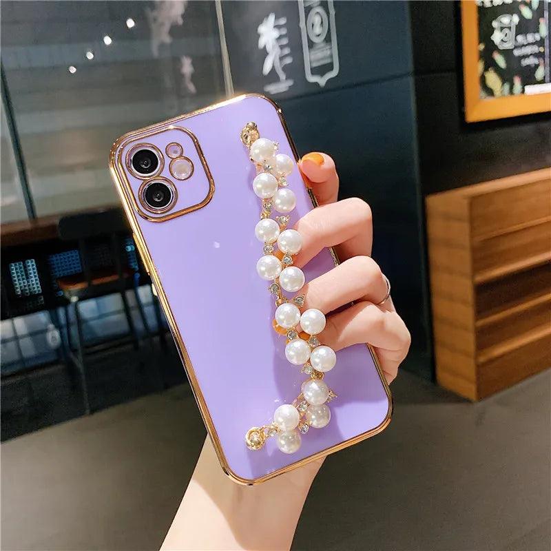Cute Phone Cases For iPhone 15, 14, 13, 12, 12Pro Max, 11, 11Pro Max, X, XR, Xs max, 7, 8Plus, SE2020 Pearl Bracelet Pattern - Touchy Style