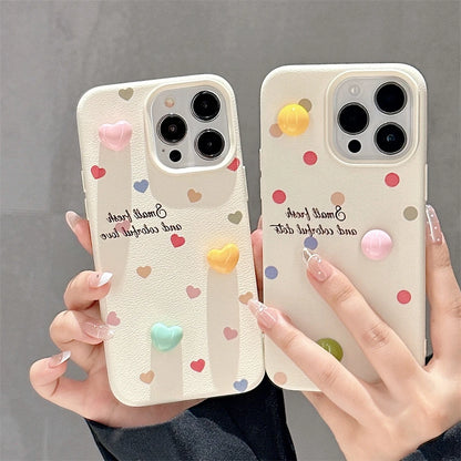 Cute Phone Cases for iPhone 15, 14, 13, 12, and 11 Pro Max - 3D Hearts &amp; Flowers - Leather Cover - TSP334 - Touchy Style