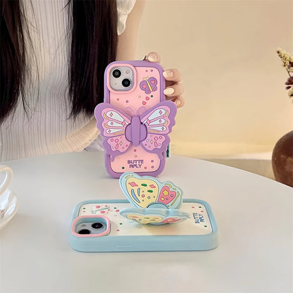 Cute Phone Cases For iPhone 15, 14, 13, 12, and 11 Pro Max - Big Butterfly Holder - Soft Cover - TSP258 - Touchy Style