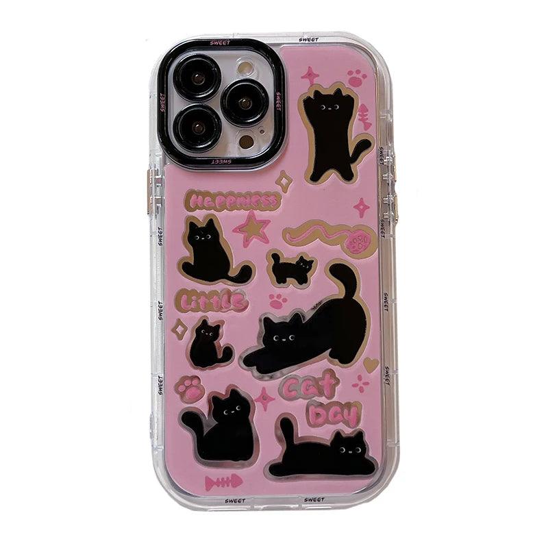 Cute Phone Cases for iPhone 15, 14, 13, 12, and 11 Pro Max - Black Cat - Acrylic Mirror - TSP280 - Touchy Style