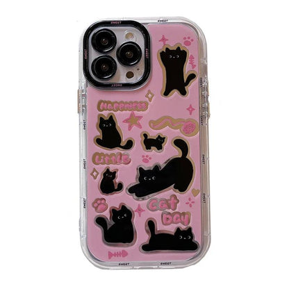 Cute Phone Cases for iPhone 15, 14, 13, 12, and 11 Pro Max - Black Cat - Acrylic Mirror - TSP280 - Touchy Style