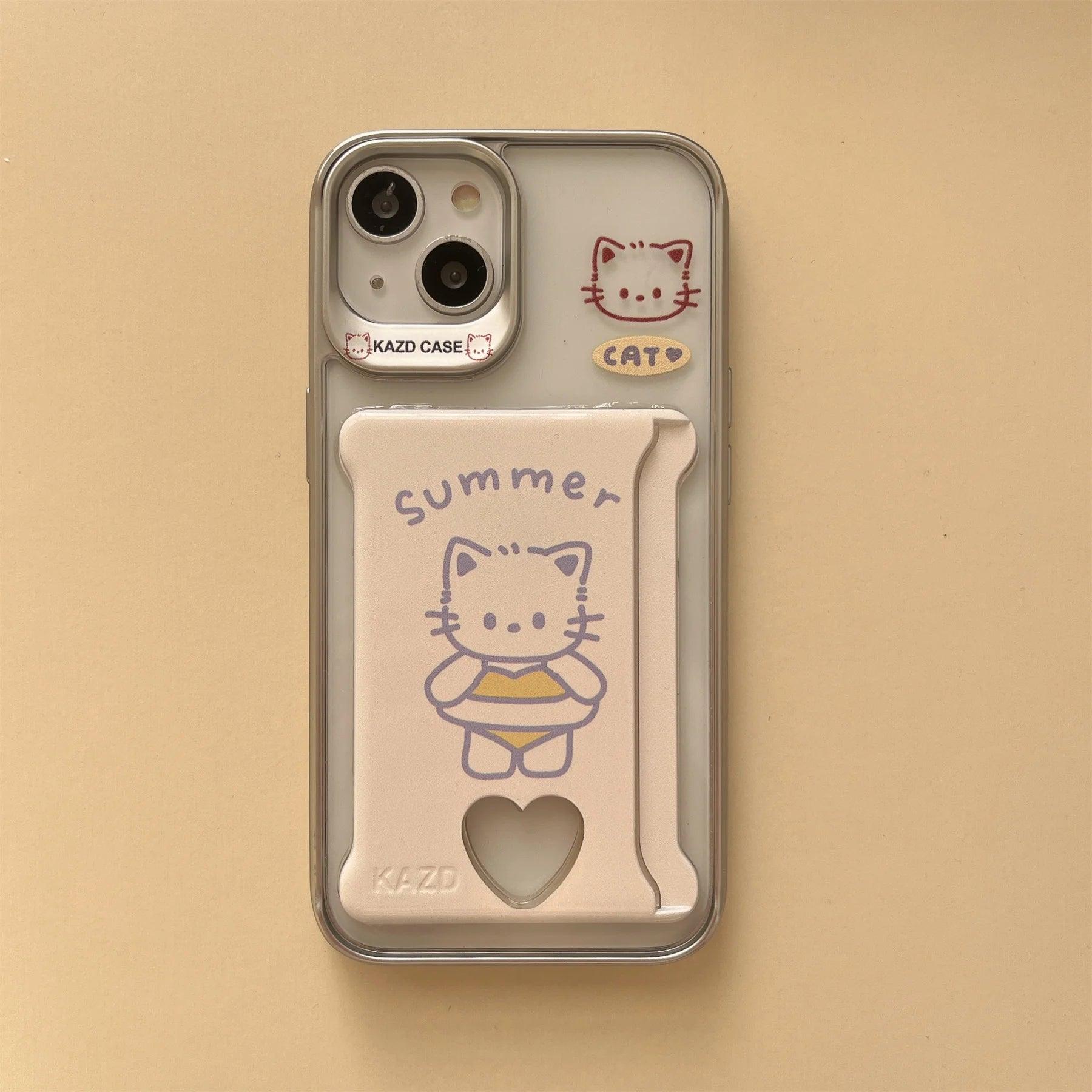 Cute Phone Cases For iPhone 15, 14, 13, 12, and 11 Pro Max - Cat Pattern - Wallet Pocket - TSP279 - Touchy Style