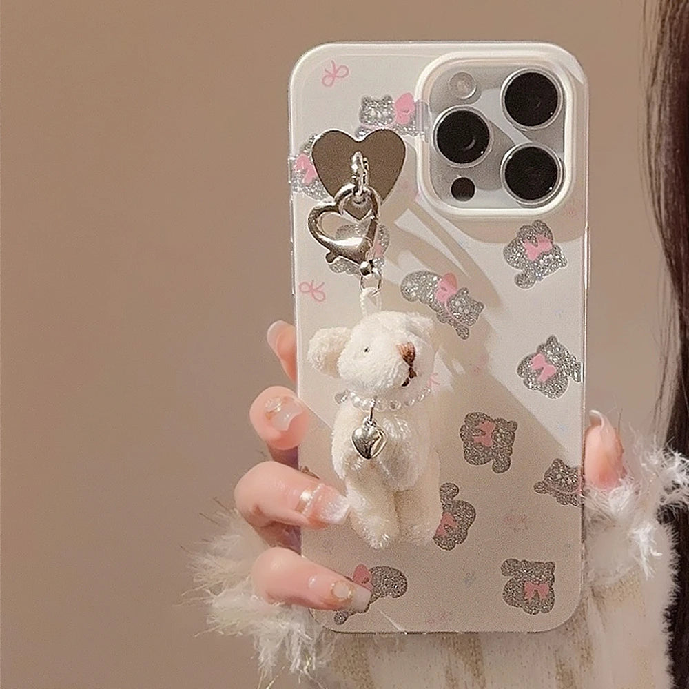 Cute Phone Cases for iPhone 15, 14, 13, 12, and more - Bowknots, Playful Cats, and a Fun 3D Bear Pendant - TSP356 - Touchy Style